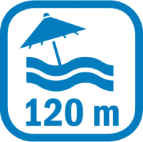 Symbol Entfernung zum Strand: ca. 120 m