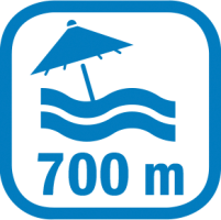 Symbol Entfernung zum Strand: ca. 700 m