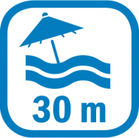 Symbol Entfernung zum Strand: ca. 30 m