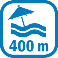 Symbol Entfernung zum Strand: ca. 400 m