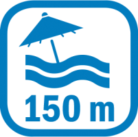 Symbol Entfernung zum Strand: ca. 150 m