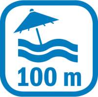 Symbol Entfernung zum Strand: ca. 100 m