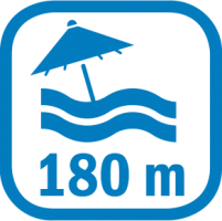 Symbol Entfernung zum Strand: ca. 180 m