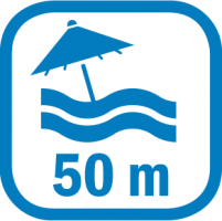 Symbol Entfernung zum Strand: ca. 50 m