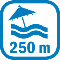 Symbol Entfernung zum Strand: ca. 250 m